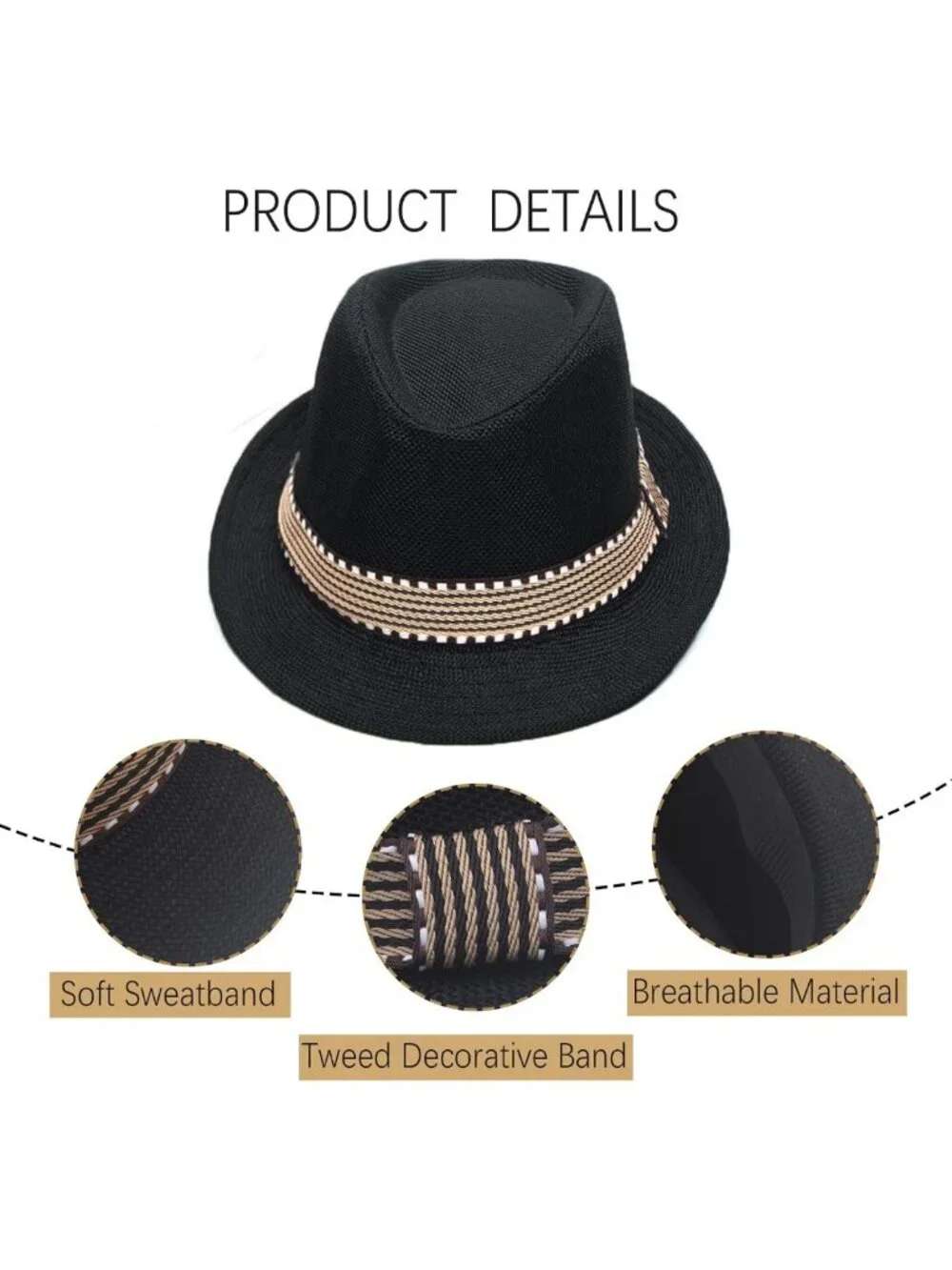 4 Pack Kids Fedora Hats - Short Brim Straw Trilby Jazz Caps for Summer Fun 5-10Y